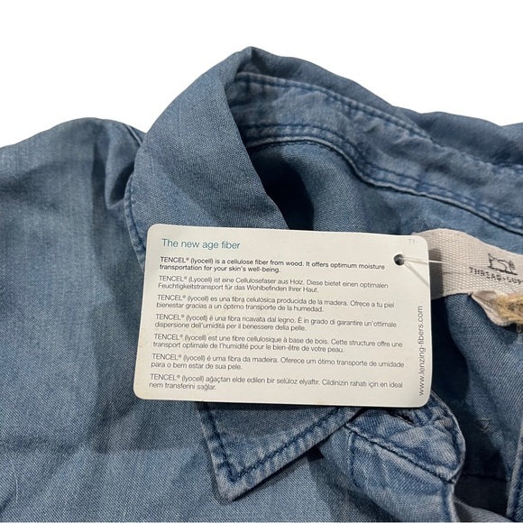 Thread & Supply Women Light Blue Wash Chambray at Knee Dress Sz L Button-Up NWT - Picture 10 of 16